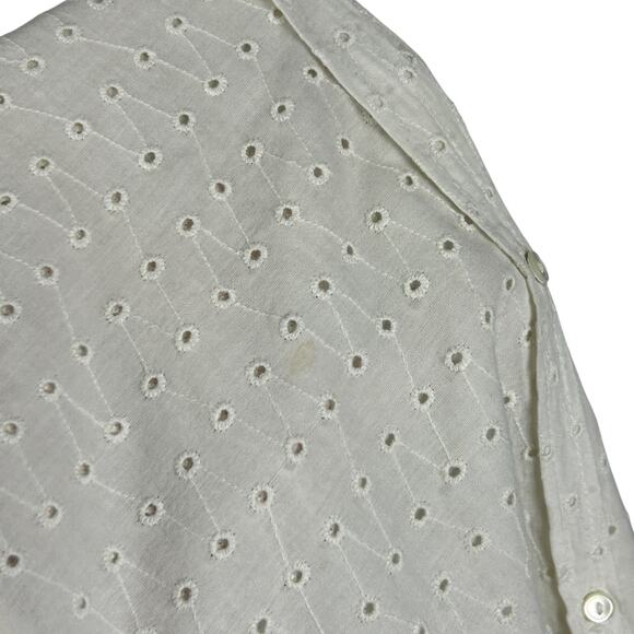 Nili Lotan White Floral Eyelet Lace Collared Button Down Shirt M - Picture 6 of 6